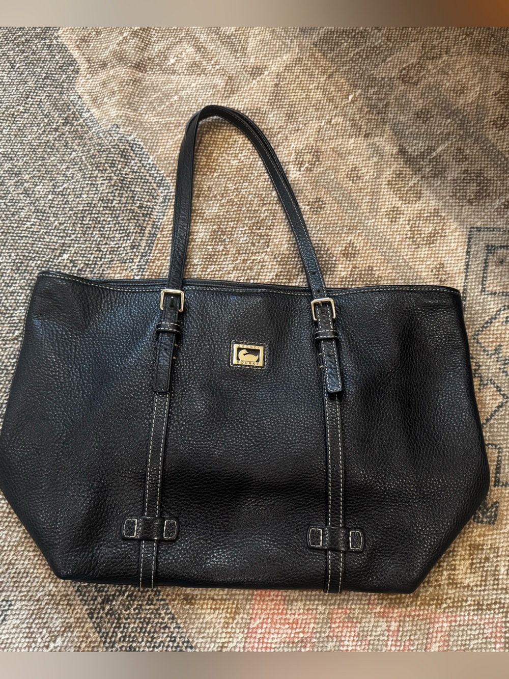 Dooney & Bourke black peabled leather tote